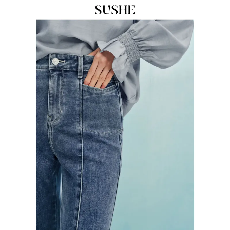 SHUXI Jeans Women's Lichen Blue-1