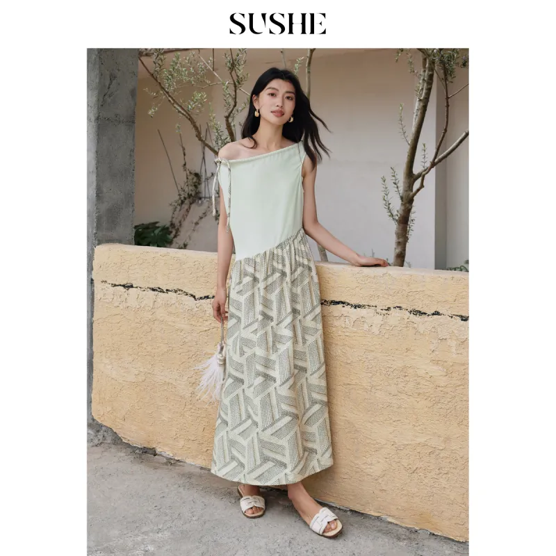 SHUXI Sleeveless Dresses Women's Soft Focus Pixel-4