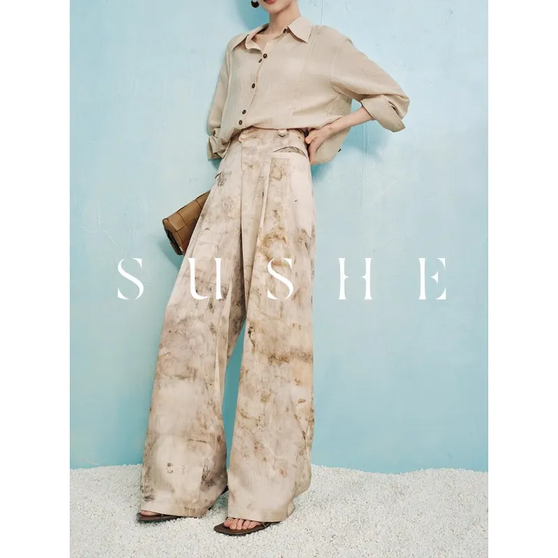 SHUXI Casual Pants Women's Spring Scene Cloud Stone-1