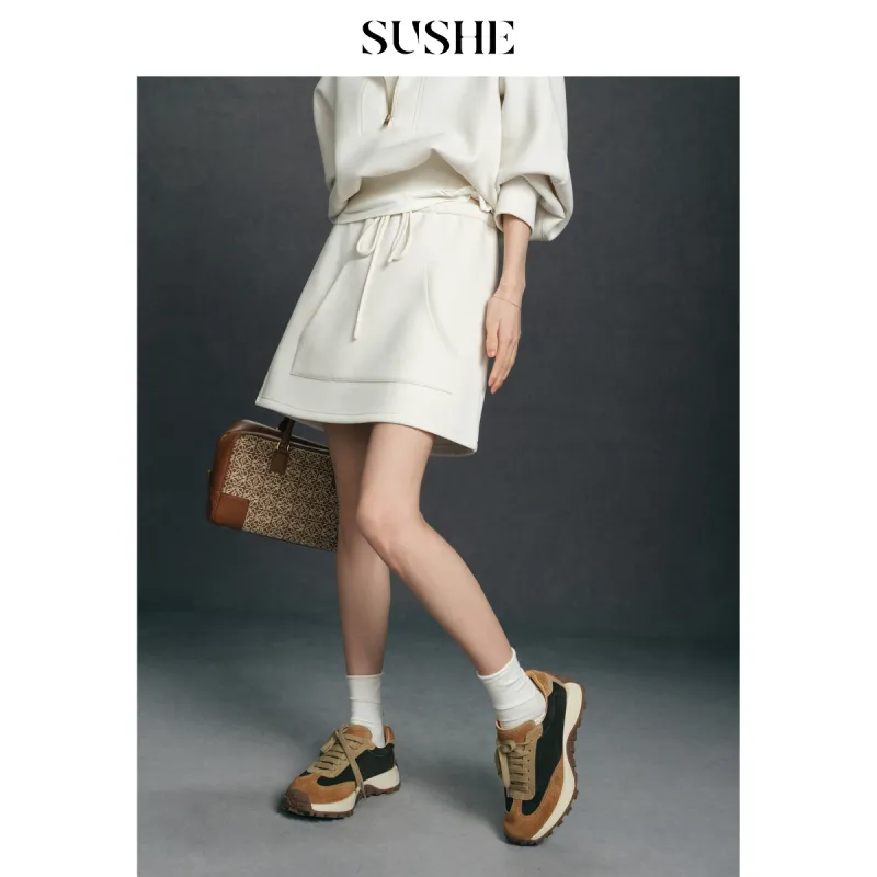 SHUXI Casual Short Skirts Women's Stream White-1
