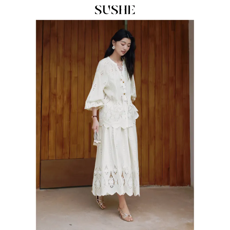 SHUXI Casual Long Skirt Women's-9