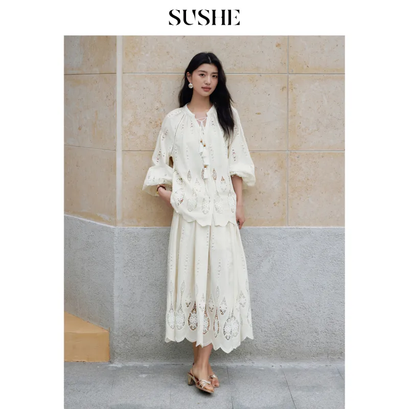 SHUXI Casual Long Skirt Women's-7