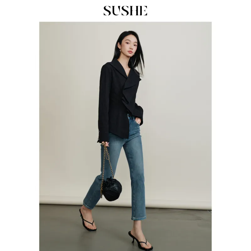 SHUXI Jeans Women's Active Middle Basket-1