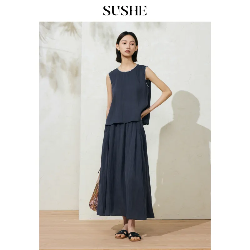 SHUXI Casual Long Skirt Women's-4