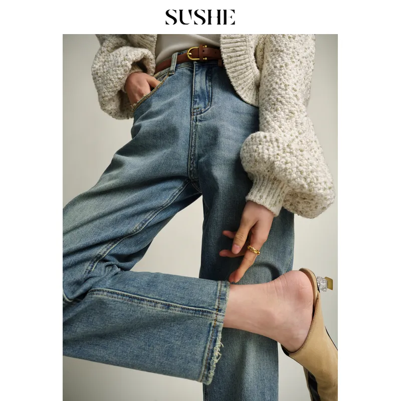 SHUXI Jeans Women's Century Vintage Blue-1