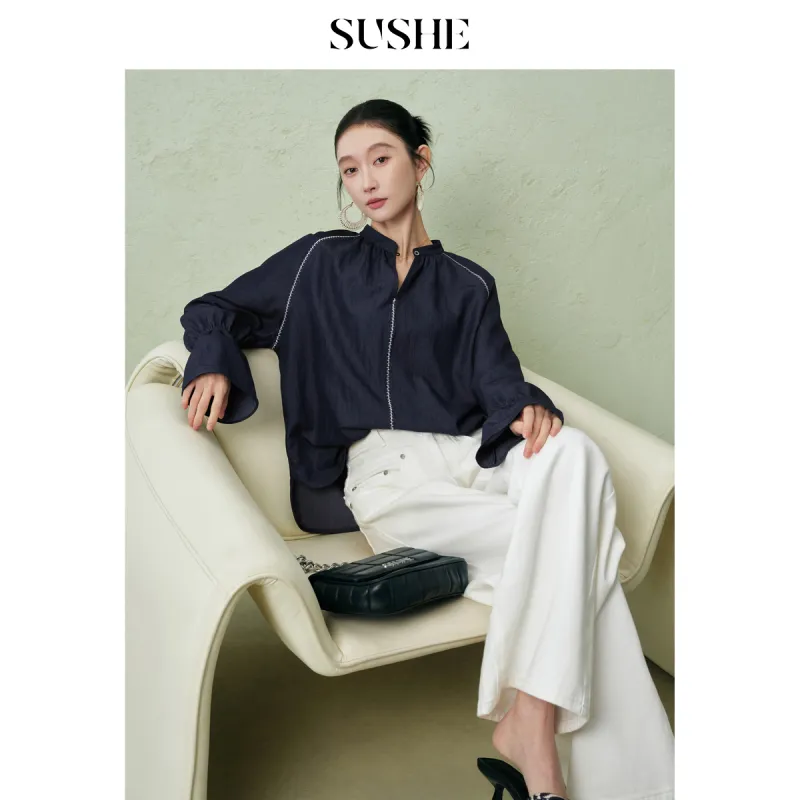 SHUXI Shirts Women's Jinyu Blue-3