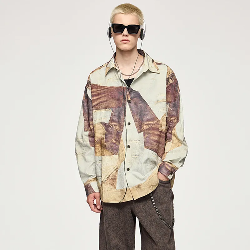 M MAICCO Shirt Men's Distressed Leather-2