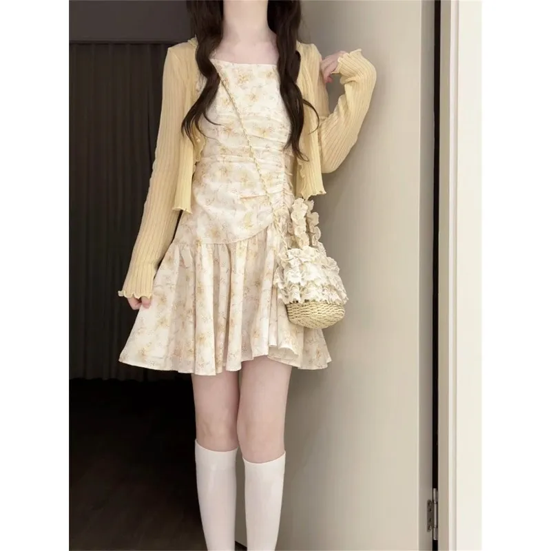 LESS BEARS Slip Dress Women's Light Yellow-4