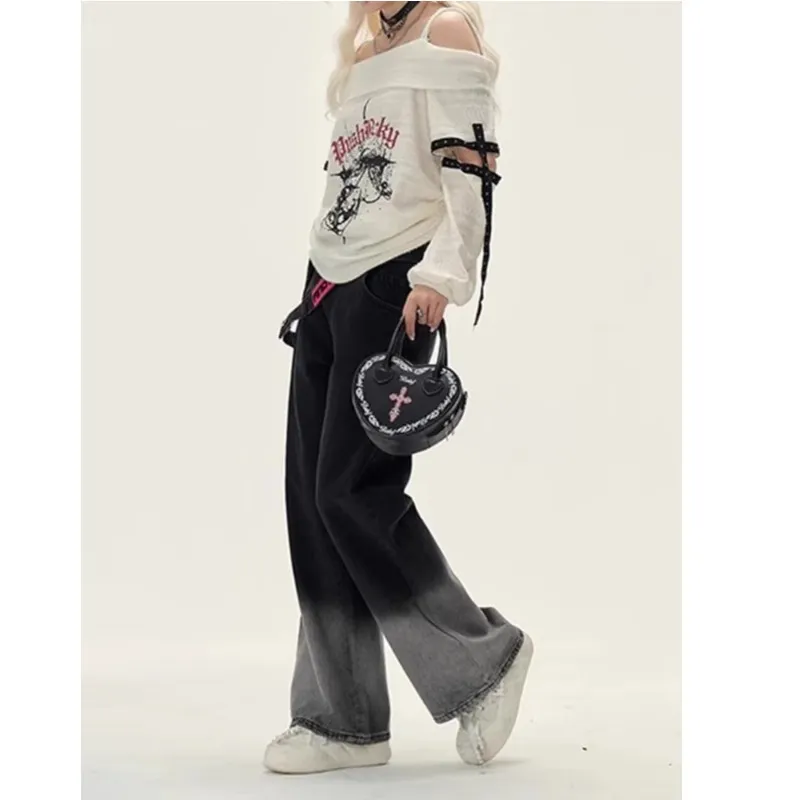 LESS BEARS Jeans Unisex Black Gray Color-4