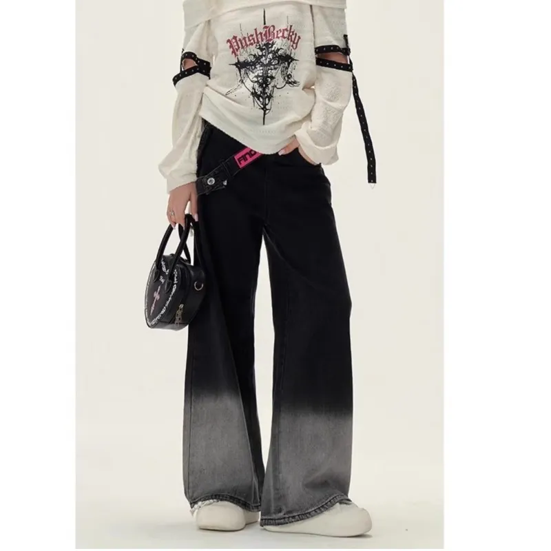 LESS BEARS Jeans Unisex Black Gray Color-3