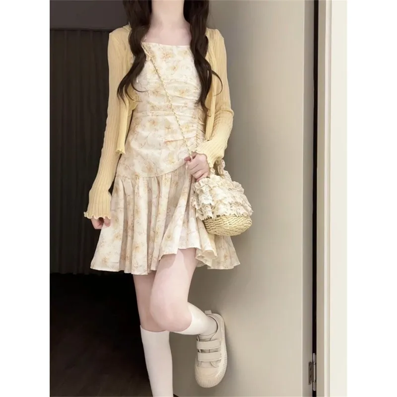 LESS BEARS Slip Dress Women's Light Yellow-2