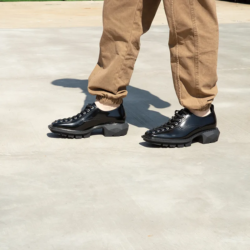 Yipinfanfan Dress Shoes Men Mid Top Black-5