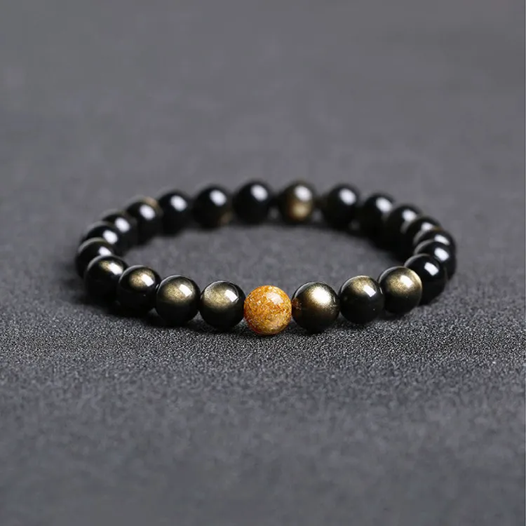 CIROCCO Gold Sheen Obsidian Bracelets Unisex Good Luck-5