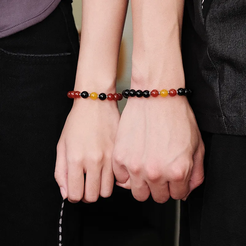 CIROCCO Volcanic Stone Snowflake Obsidian Bracelets Unisex-14