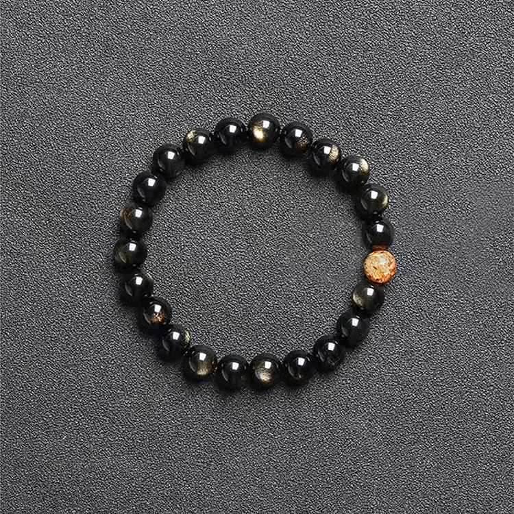 CIROCCO Gold Sheen Obsidian Bracelets Unisex Good Luck-7