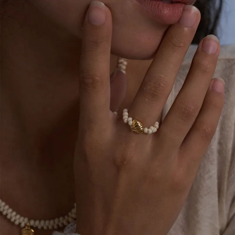 MARSEVEN 18K Gold Plated Copper Rings Women's-1