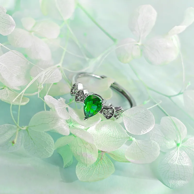 WANBAOYUANZHUBAO Silver 925 Imitation Emerald Rings Women's-2