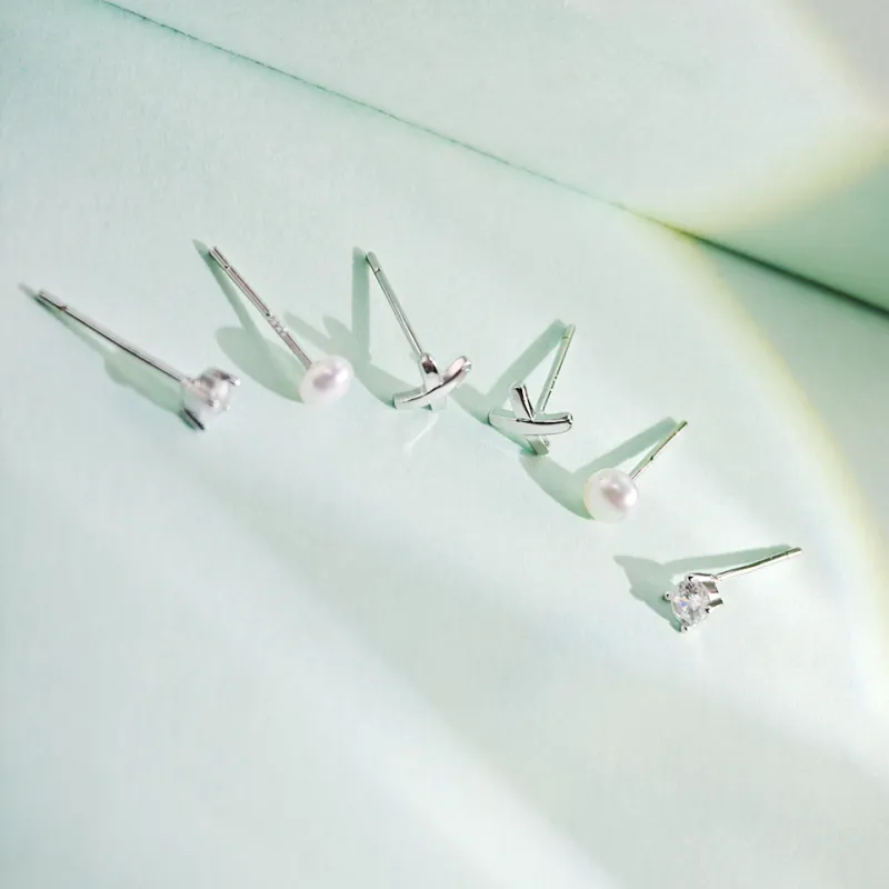 WANBAOYUANZHUBAO Silver 925 Stud Earrings Women's-3
