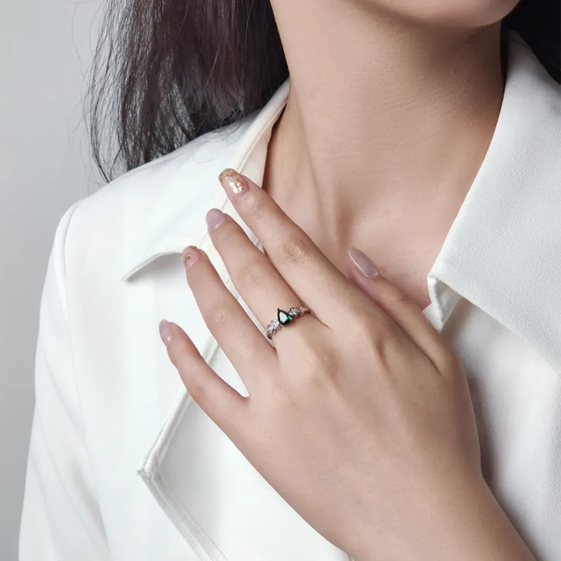 WANBAOYUANZHUBAO Silver 925 Imitation Emerald Rings Women's-3