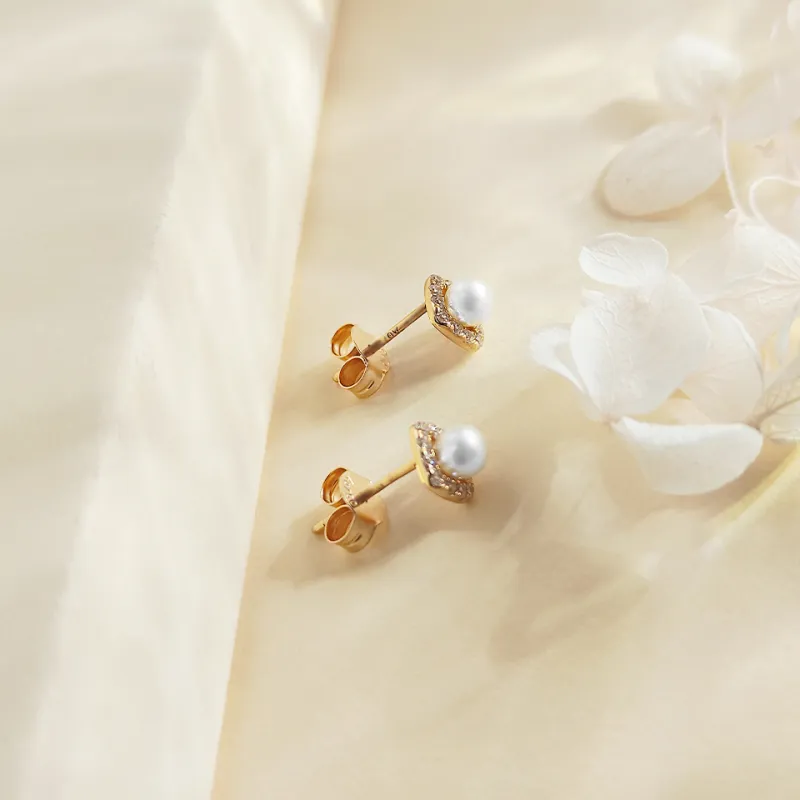 WANBAOYUANZHUBAO 18K Gold Stud Earrings Women's-1