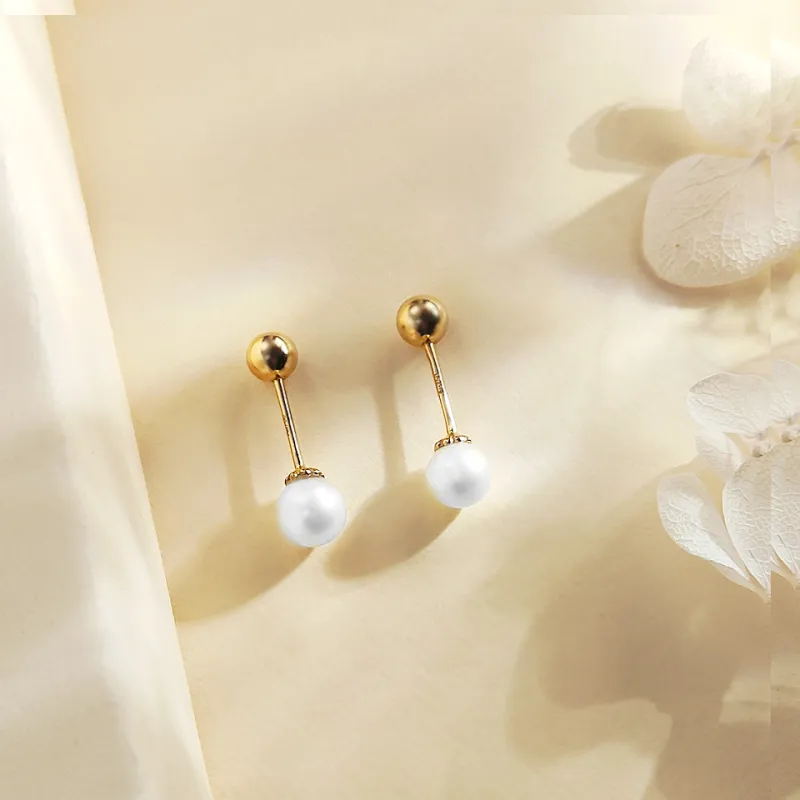 WANBAOYUANZHUBAO 18K Gold Stud Earrings Women's-1
