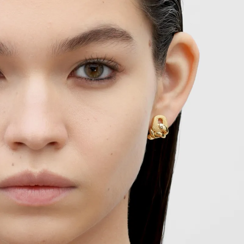 RSNY Gold Plated Copper Stud Earrings Women's-2