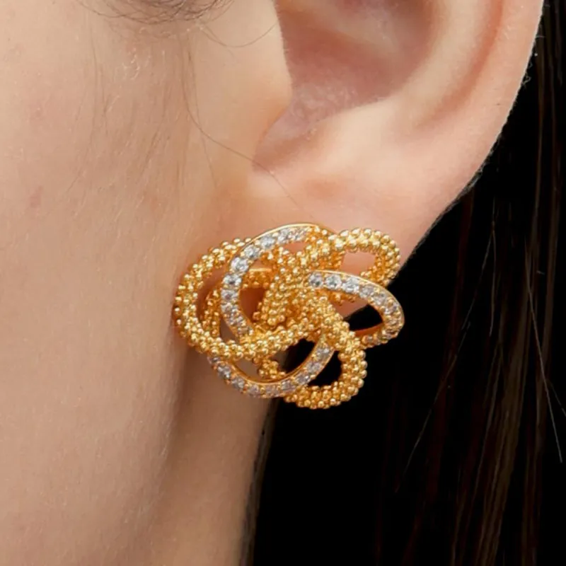 RSNY Gold Plated Copper Stud Earrings Women's-4
