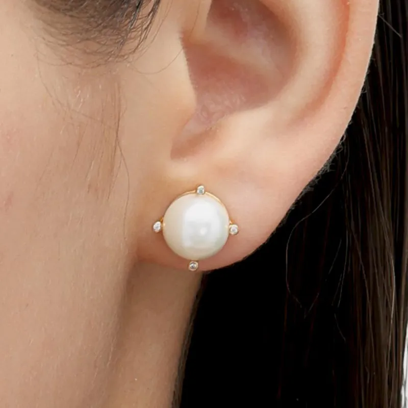 RSNY Gold Plated Copper Stud Earrings Women's-2