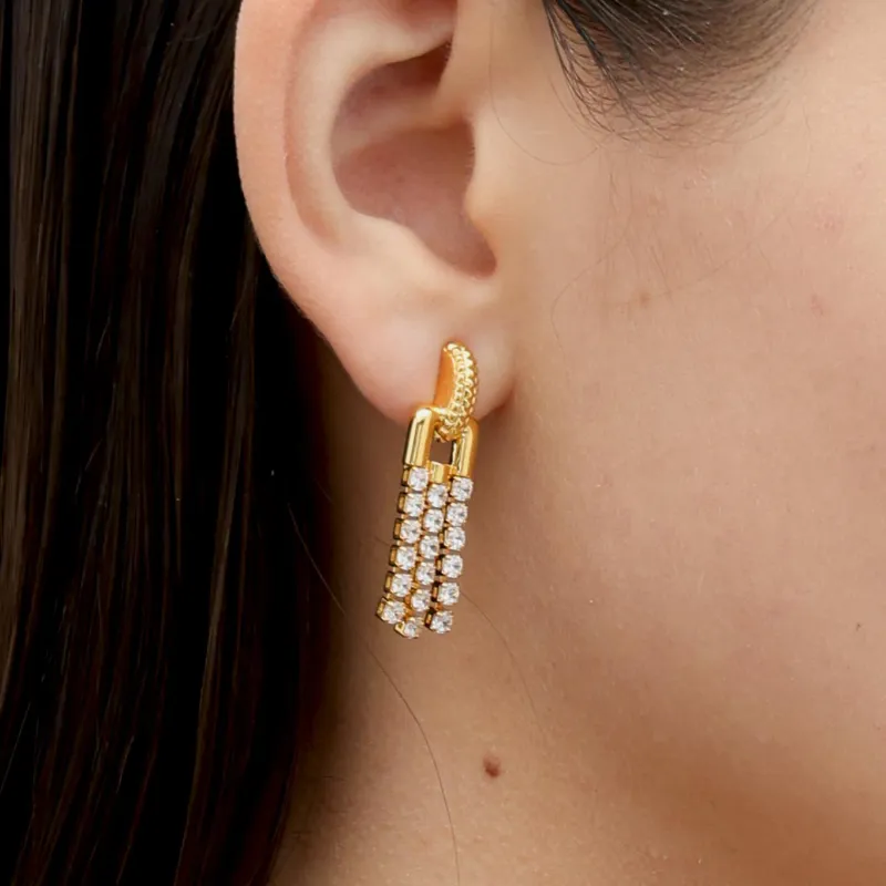 RSNY Gold Plated Copper Stud Earrings Women's-2