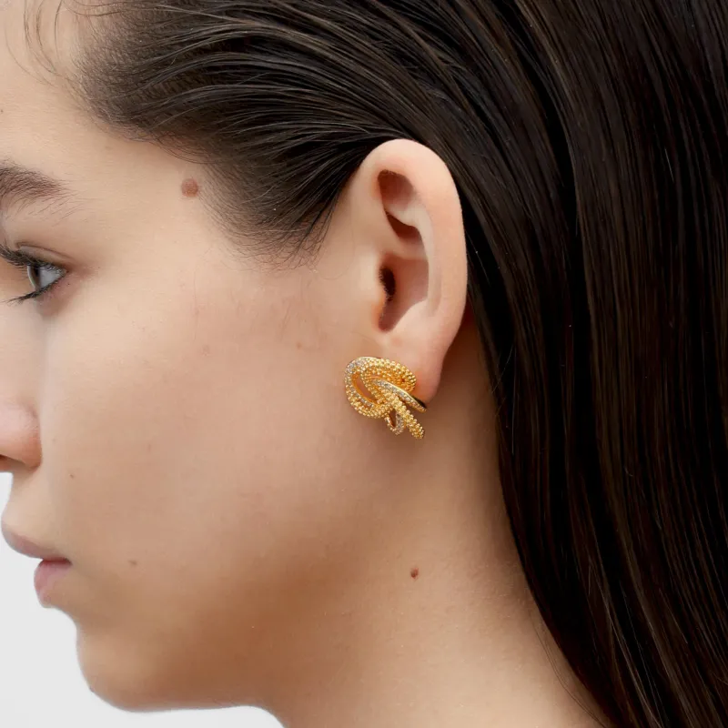 RSNY Gold Plated Copper Stud Earrings Women's-1