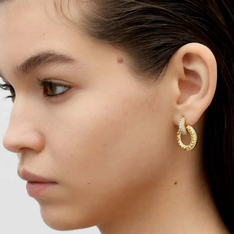 RSNY Gold Plated Copper Stud Earrings Women's-1