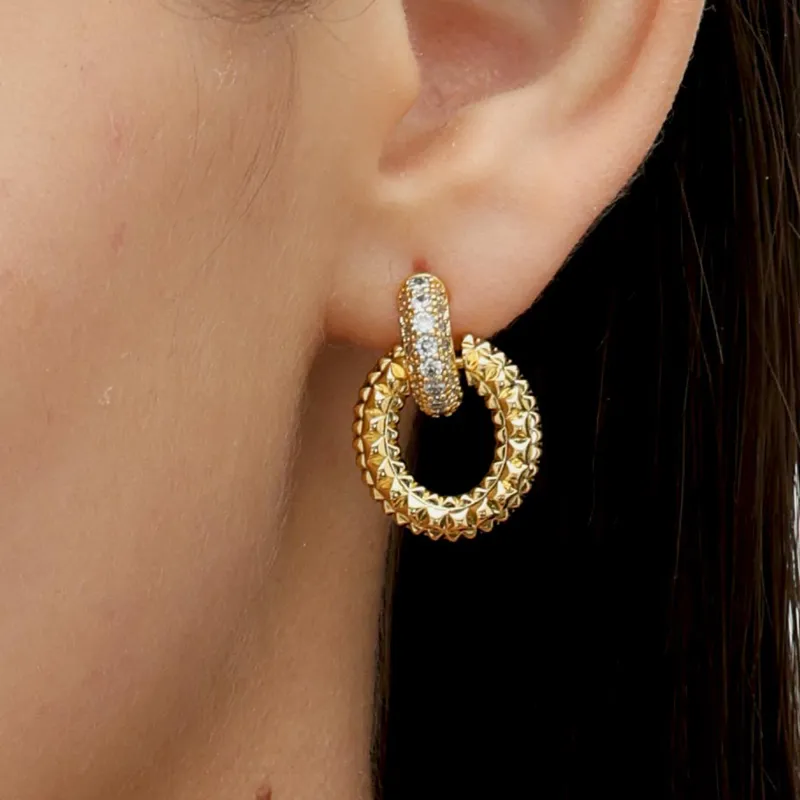 RSNY Gold Plated Copper Stud Earrings Women's-4