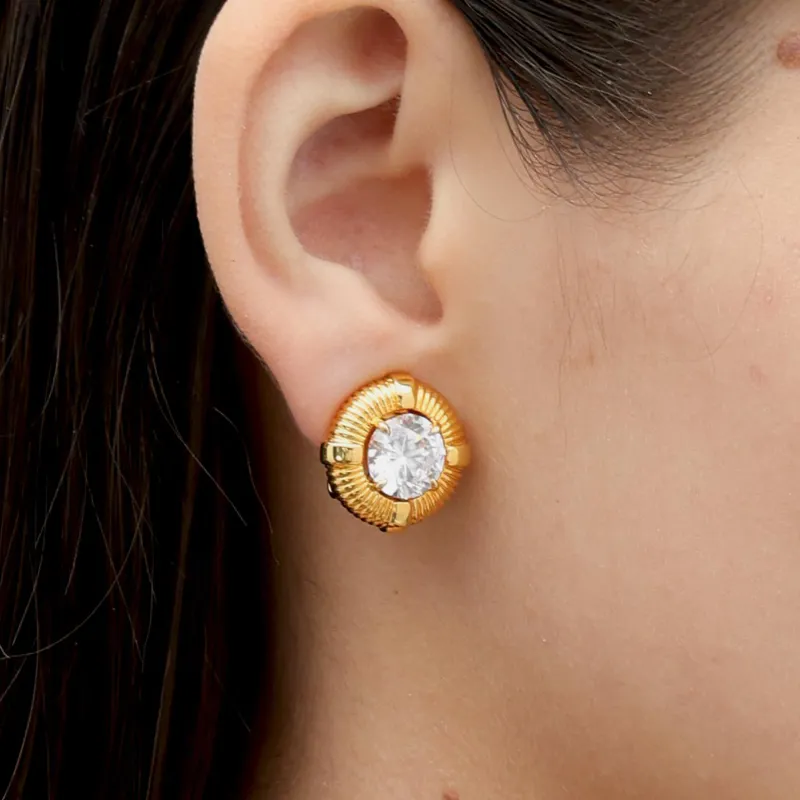 RSNY Gold Plated Copper Stud Earrings Women's-3