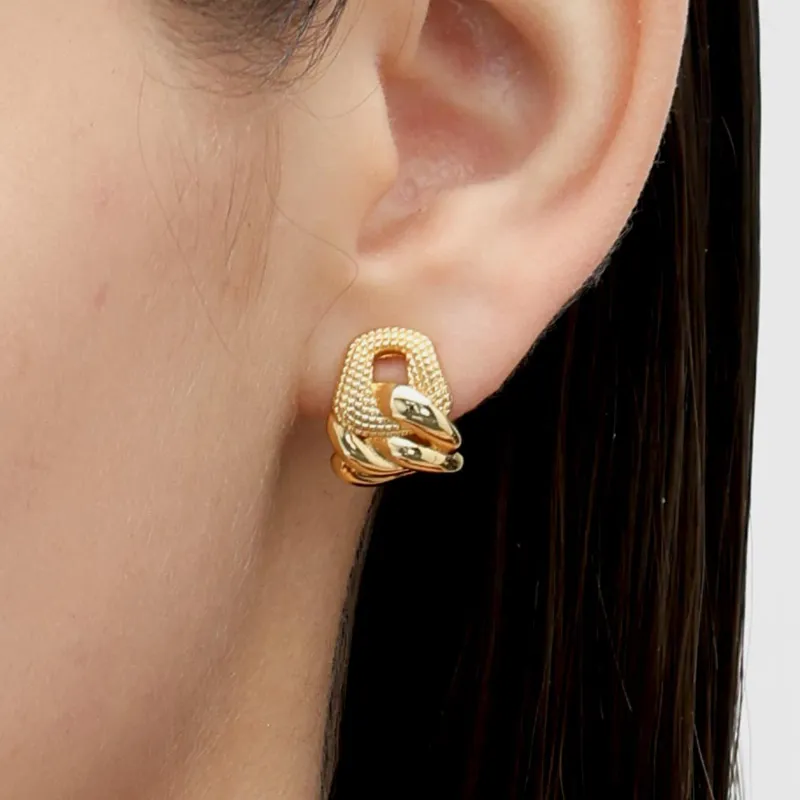 RSNY Gold Plated Copper Stud Earrings Women's-3