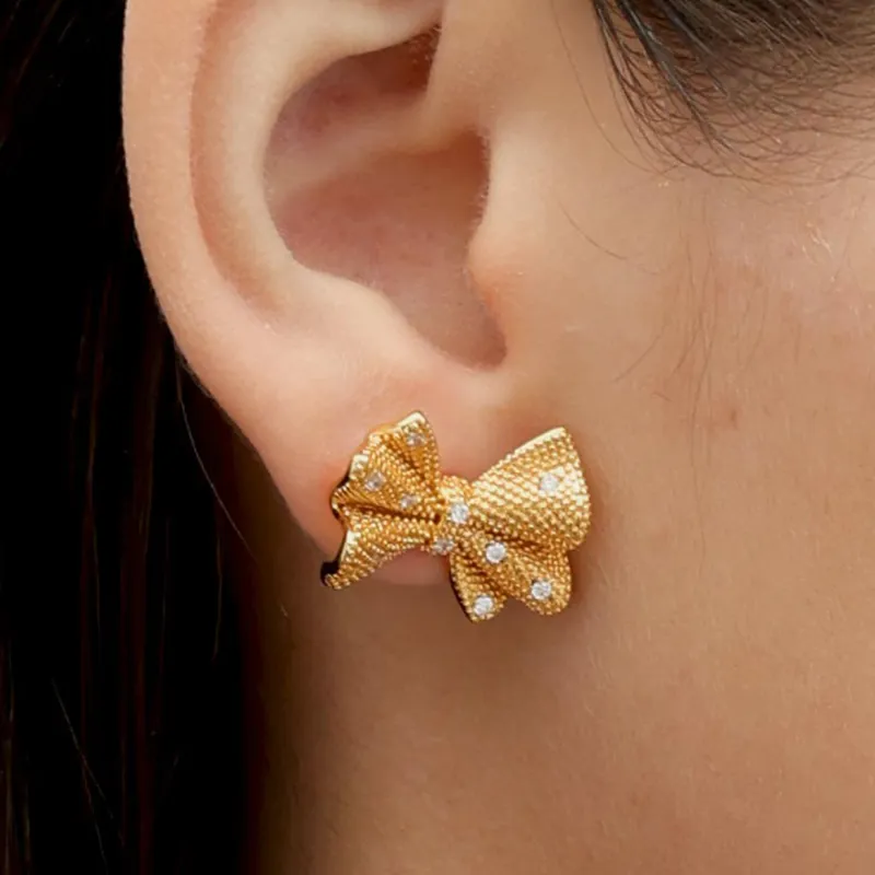 RSNY Gold Plated Copper Stud Earrings Women's-1