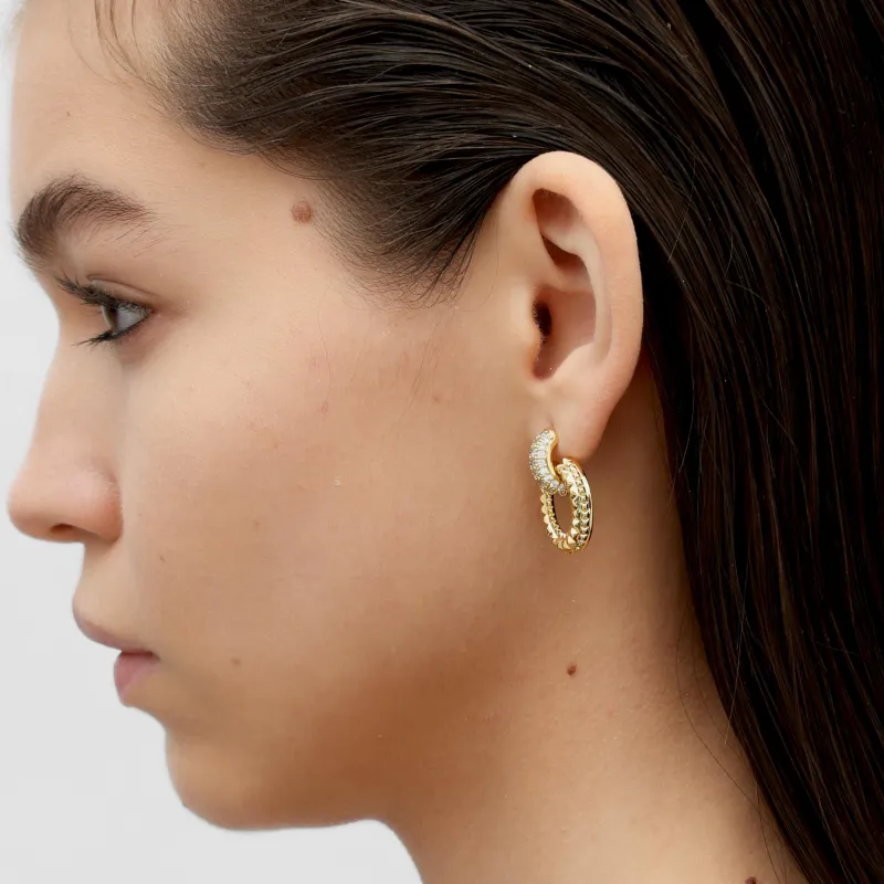 RSNY Gold Plated Copper Stud Earrings Women's-3