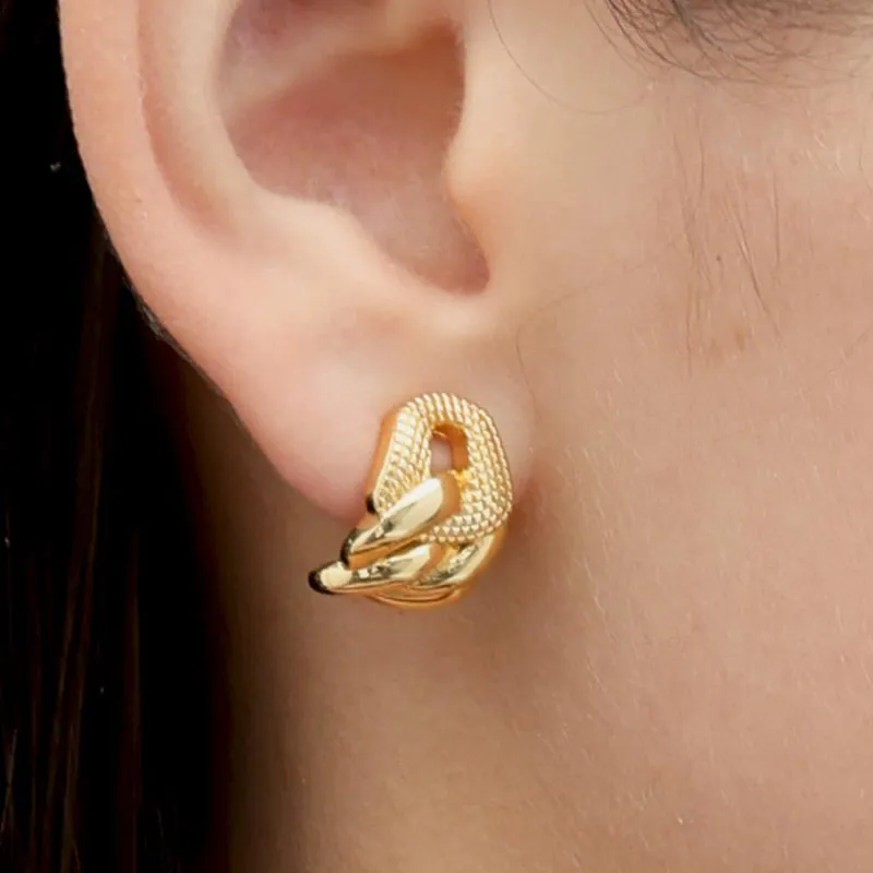 RSNY Gold Plated Copper Stud Earrings Women's-1