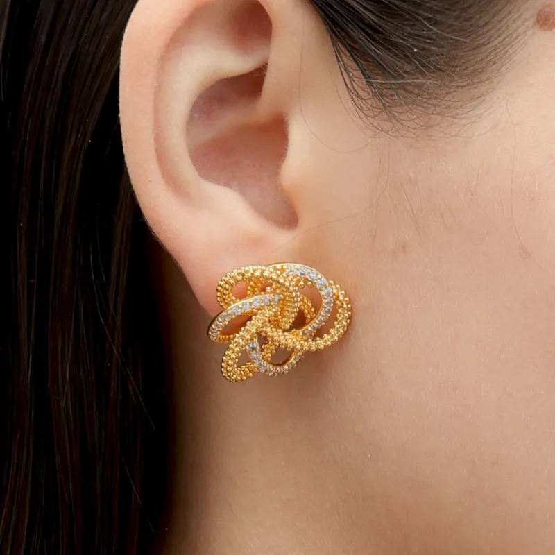 RSNY Gold Plated Copper Stud Earrings Women's-2