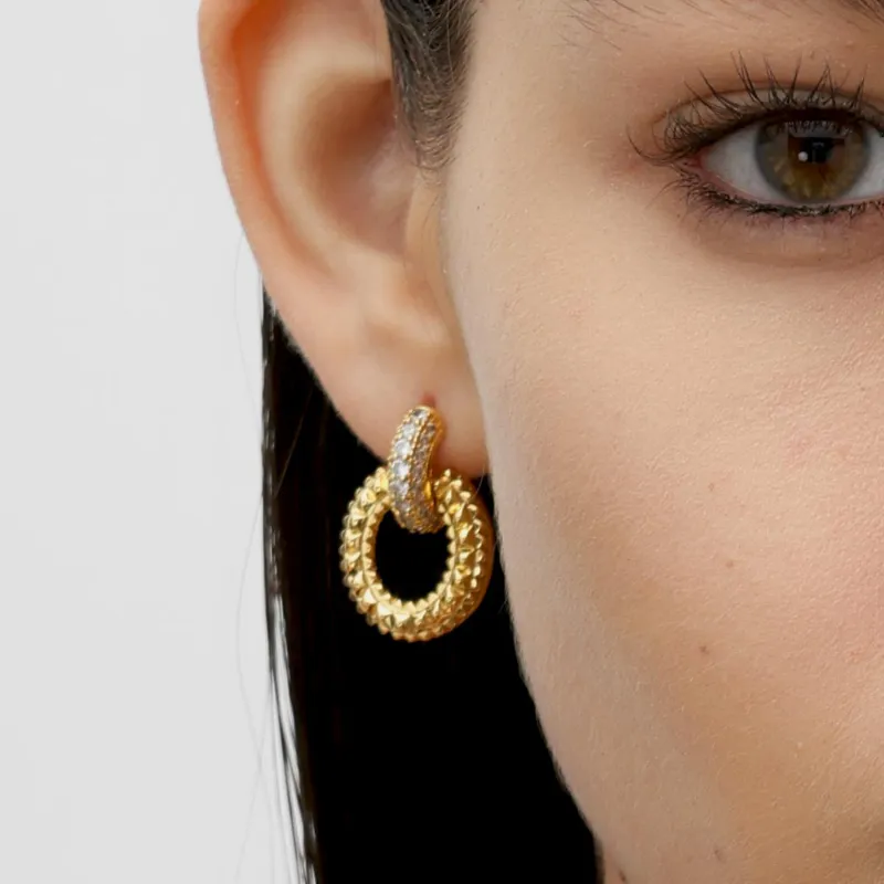 RSNY Gold Plated Copper Stud Earrings Women's-2