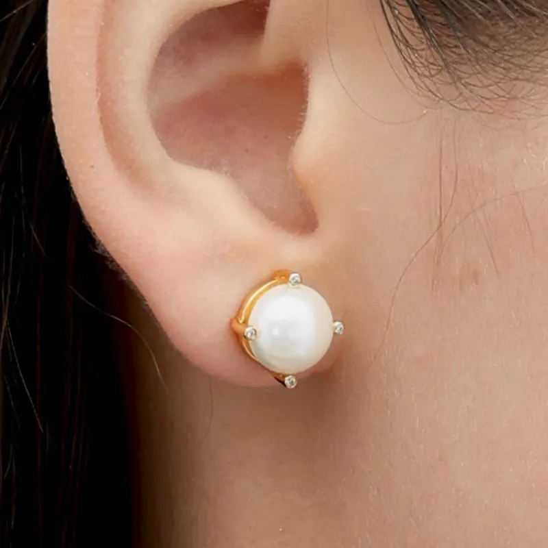 RSNY Gold Plated Copper Stud Earrings Women's-1