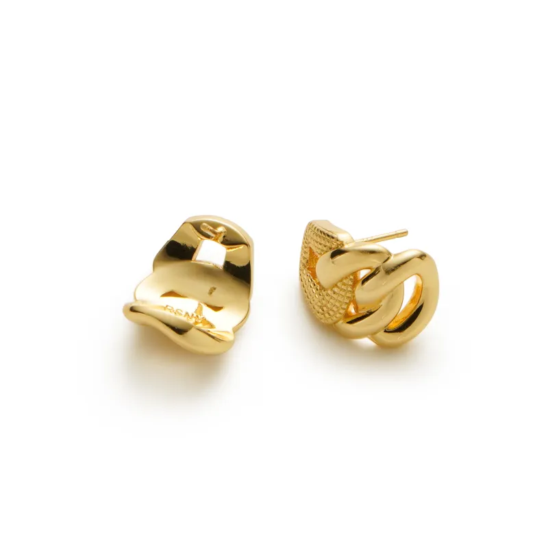 RSNY Gold Plated Copper Stud Earrings Women's-4
