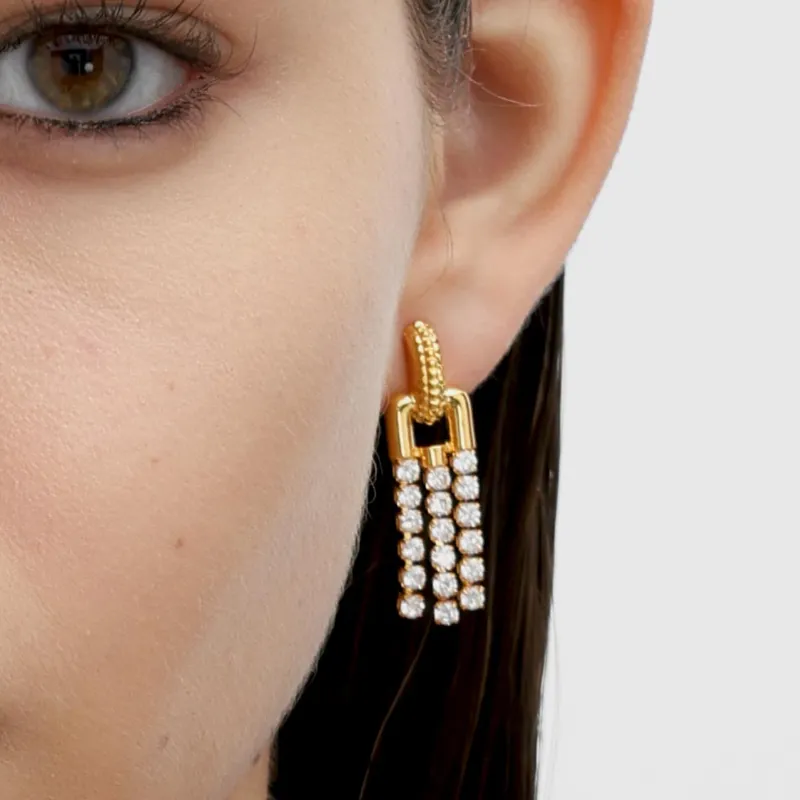 RSNY Gold Plated Copper Stud Earrings Women's-3