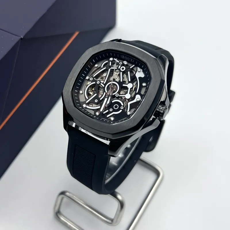 BOUX Galaxy Series Xiongxin Engine Automatic Mechanical Movement Silicone Strap Watch Men's Watches Cut Out Dial-7