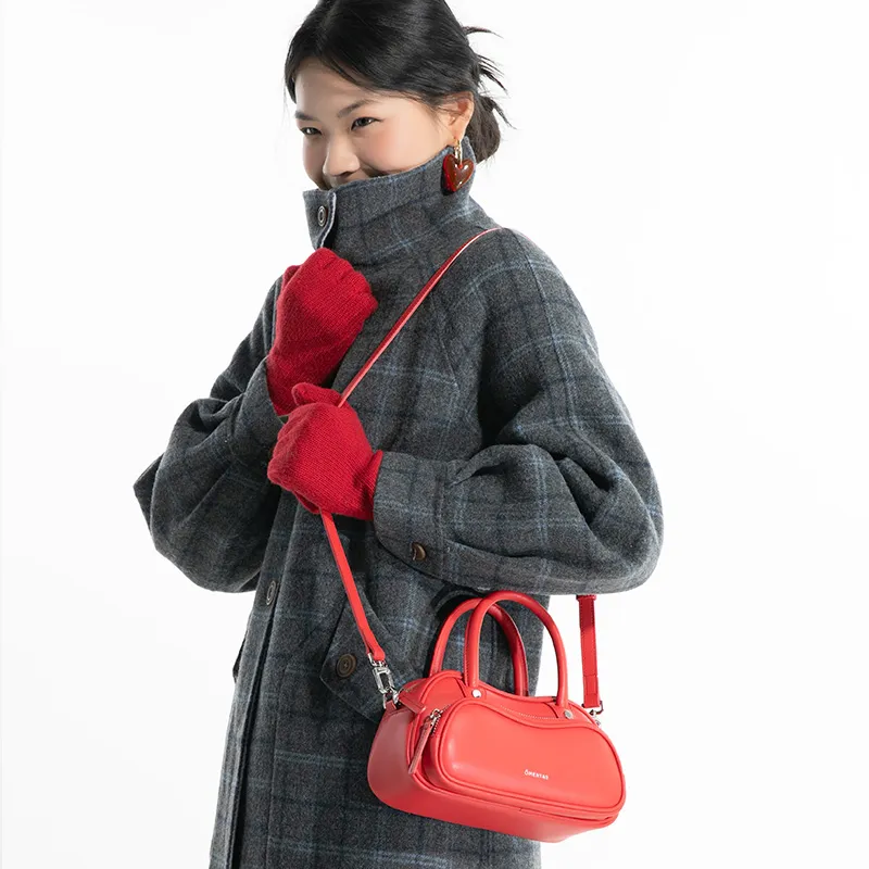 Omentar Top Grain Cow Leather Handbag Regular Women's Hawthorn Red-3