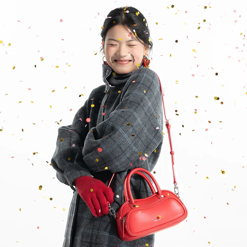 Omentar Top Grain Cow Leather Handbag Regular Women's Hawthorn Red-2