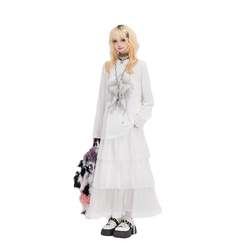 A11·N22 Casual Long Skirts Women's White-6