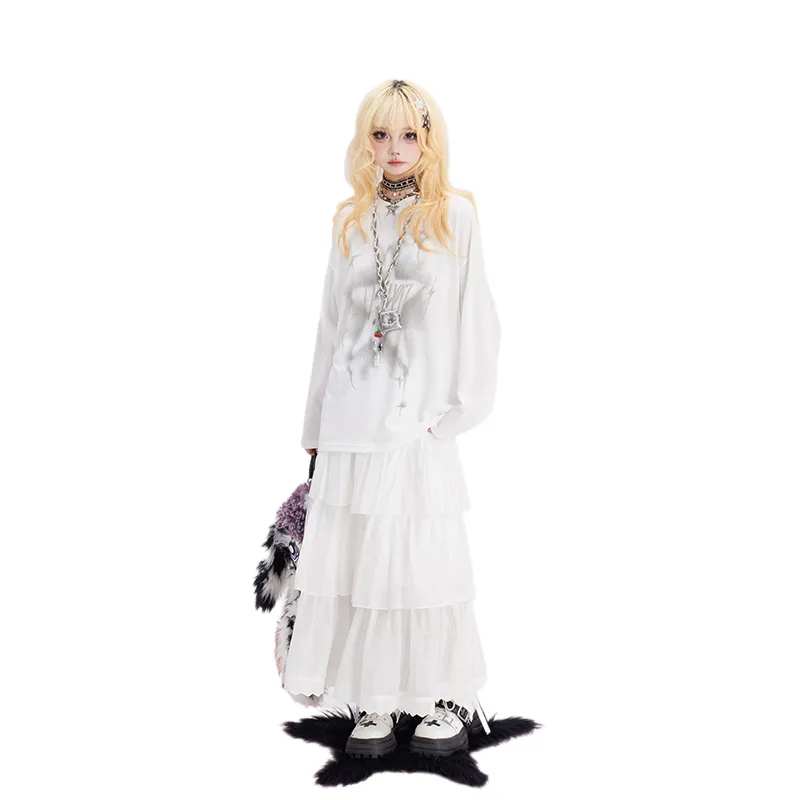 A11·N22 Casual Long Skirts Women's White-5