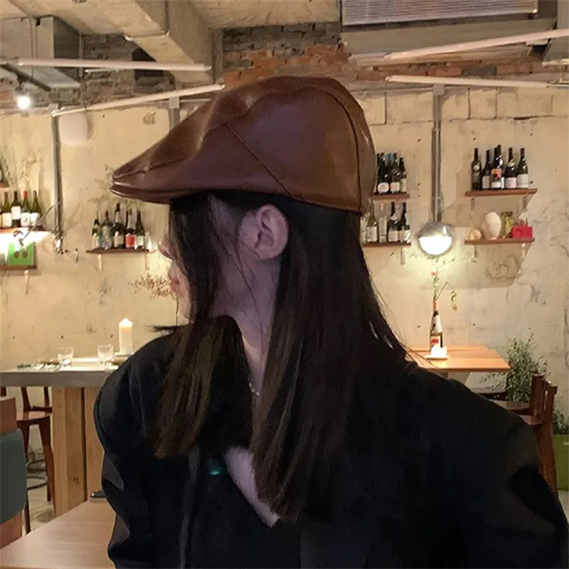 MITHAOL KUSC Pu Leather Berets Women's-4
