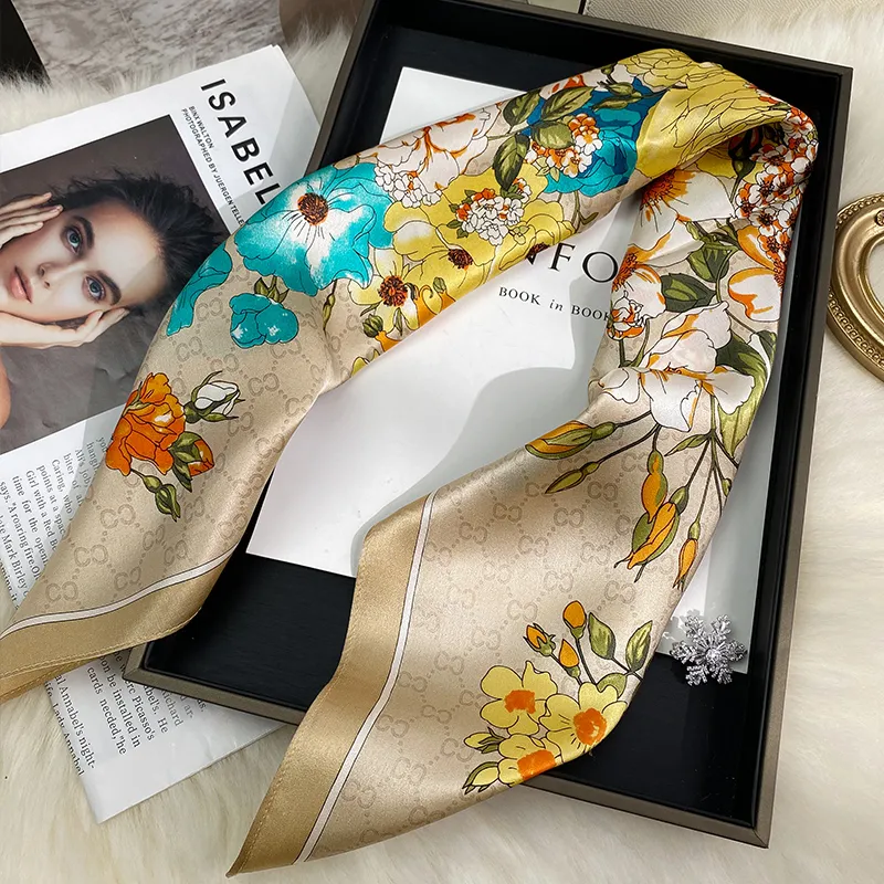 MITHAOL KUSC 100% Mulberry Silk Silk Scarves Women's Luxury Gold-5
