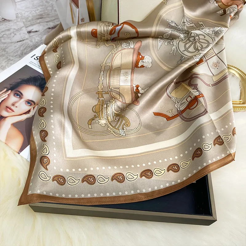MITHAOL KUSC Silk Scarves Women's Champagne Carriage-3